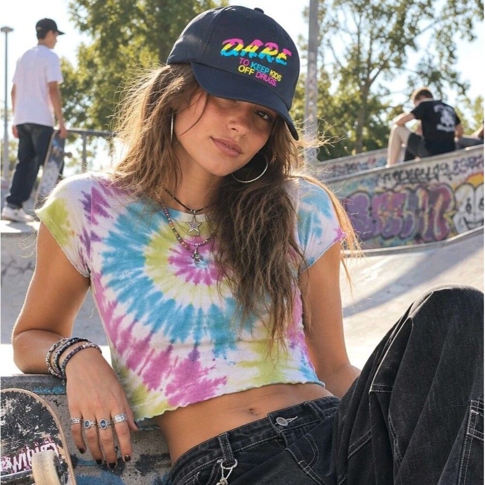 D.A.R.E. To Keep Kids Off Drugs 90s Style Baseball Cap Black Skater Indie Retro